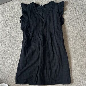 Evereve Black V-Neck Flutter Sleeve Tunic Dress